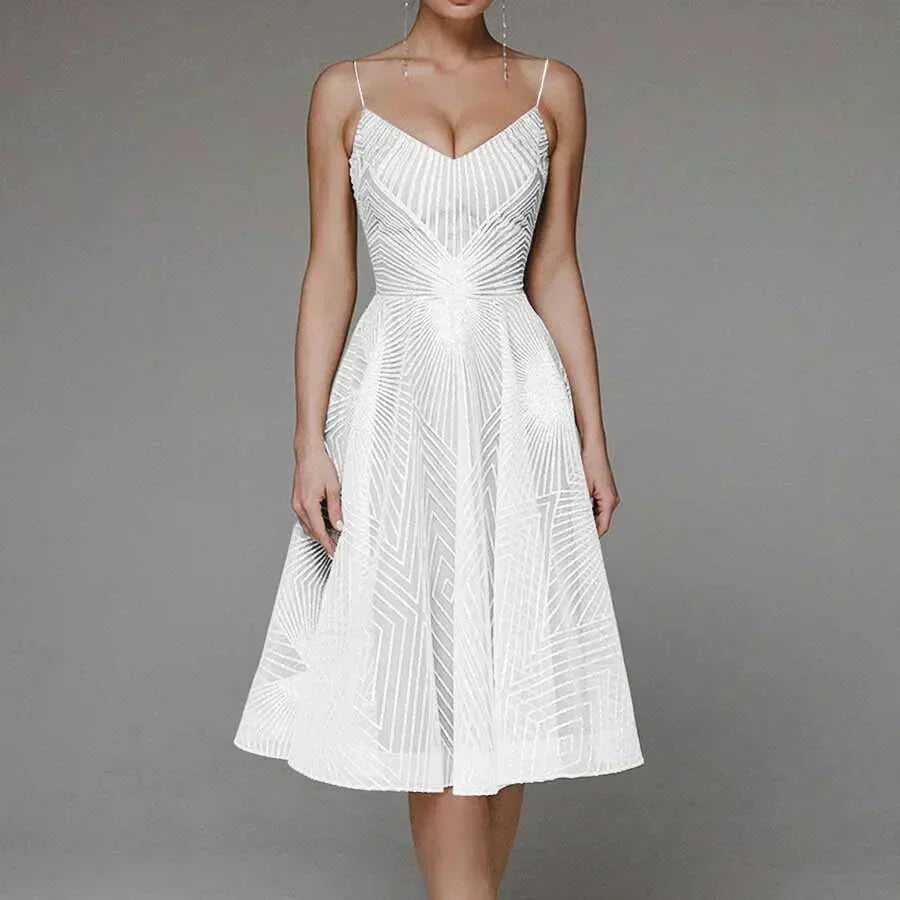 Elegant backless midi dress for women, open-back design in refined silhouette for day-to-evening wear