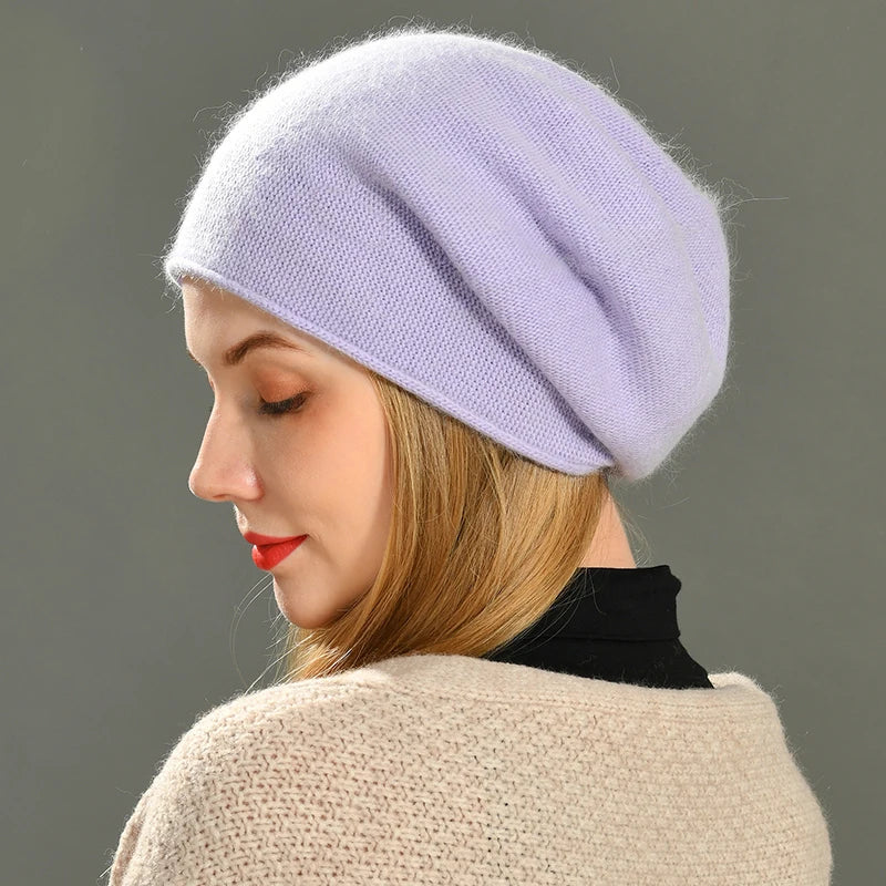 Charcoal gray cashmere slouch beanie lightweight breathable knit with relaxed draped silhouette