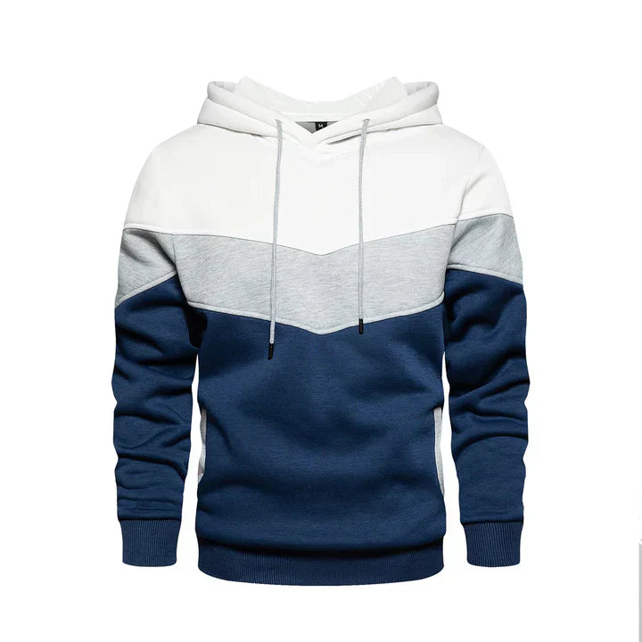 Men's striped hoodie in casual cut with bold horizontal stripes, durable everyday comfort layer