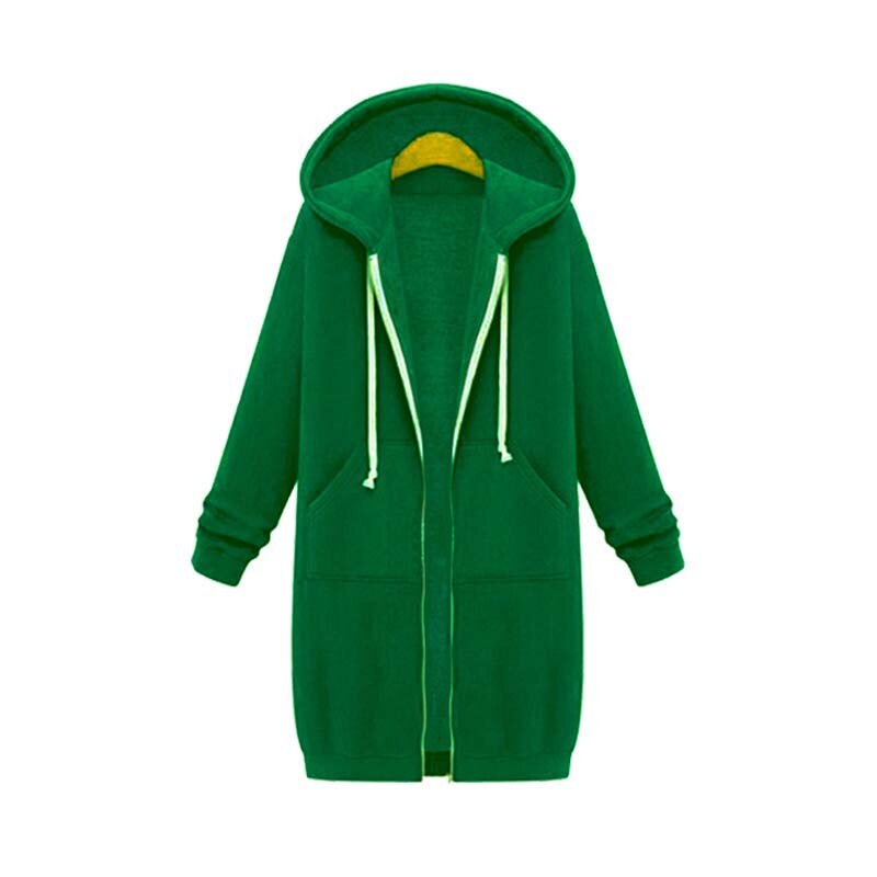 Women's longline full-zip fleece hoodie relaxed fit with extended hem for everyday layering