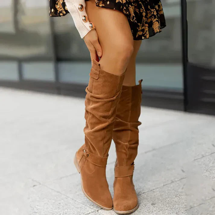 Women's monochrome knee-high rain boots, waterproof streamlined silhouette for all-day wear