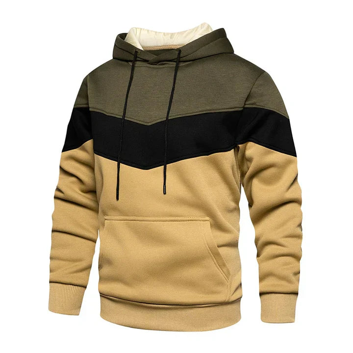 Men's striped hoodie in casual cut with bold horizontal stripe pattern for versatile everyday wear