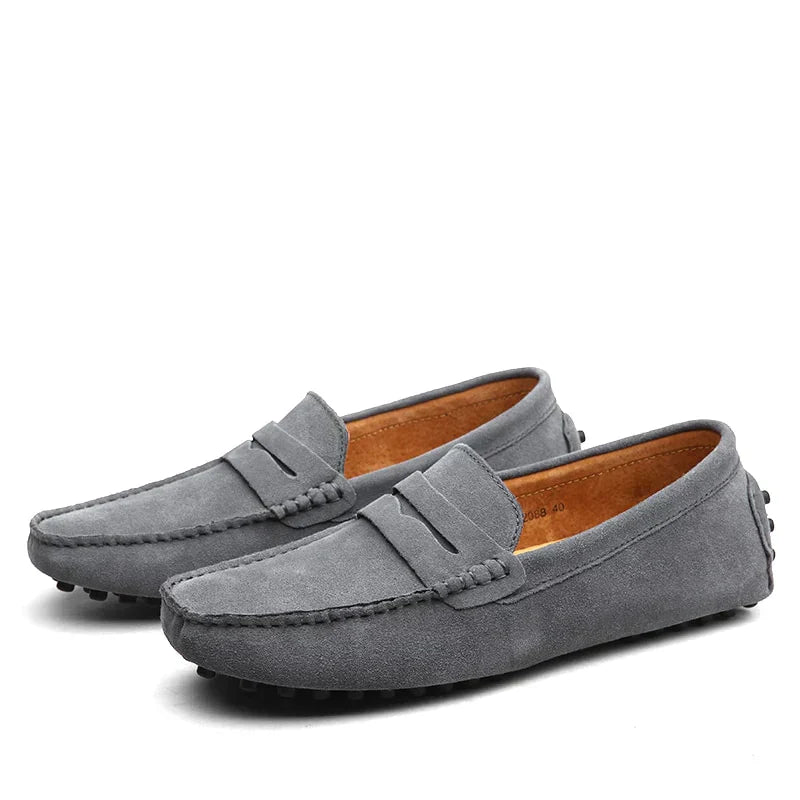 Hugo men brown premium leather moccasins Italian-inspired casual modern silhouette soft lining