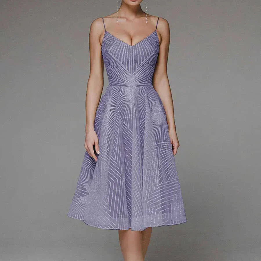Elegant backless midi dress in neutral tone, open-back cut with refined silhouette for day-to-evening wear