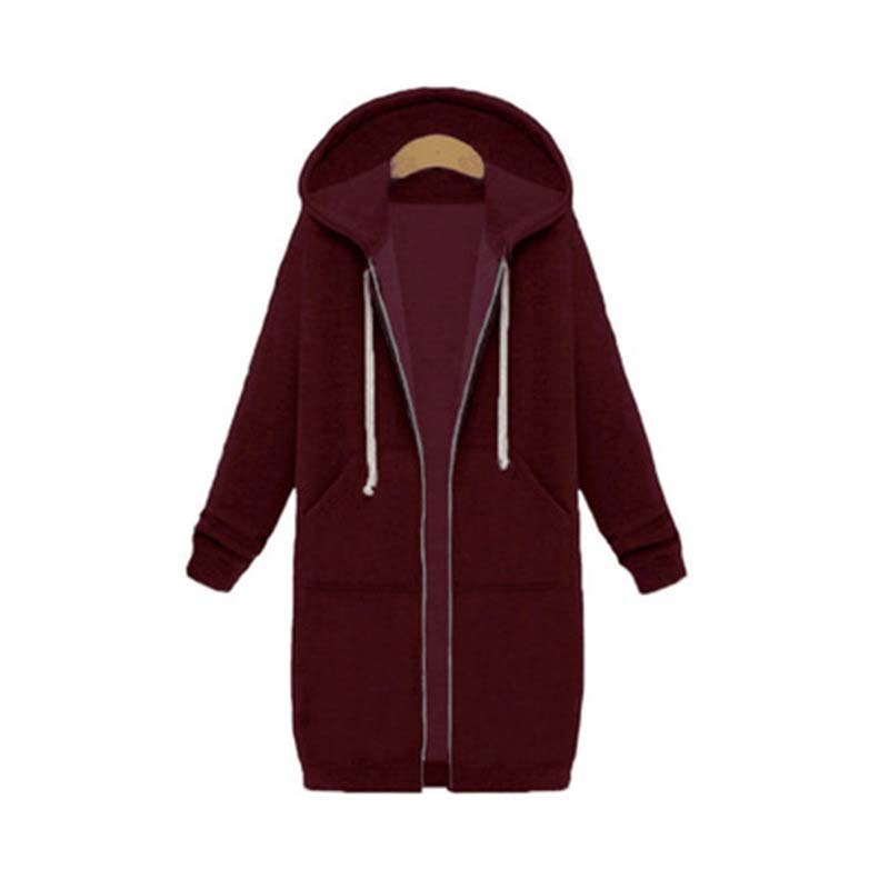 Women's longline full-zip fleece hoodie in cozy relaxed fit with extended hem for everyday layering