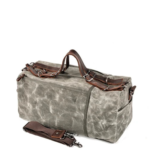 Urbann-Vibe TrekCanvas waxed canvas bag waterproof brown with premium leather straps for travelers