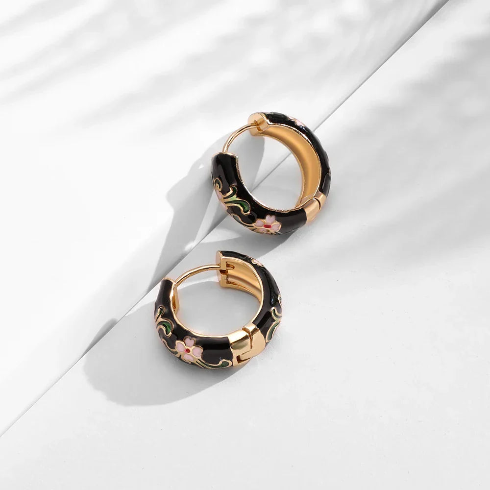 Mirabelle Valencia floral earrings hand-painted enamel 18K gold-plated lightweight everyday elegance