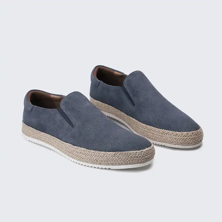 Men's Miguel calf suede loafers in neutral tone, sleek urban silhouette with leather sole