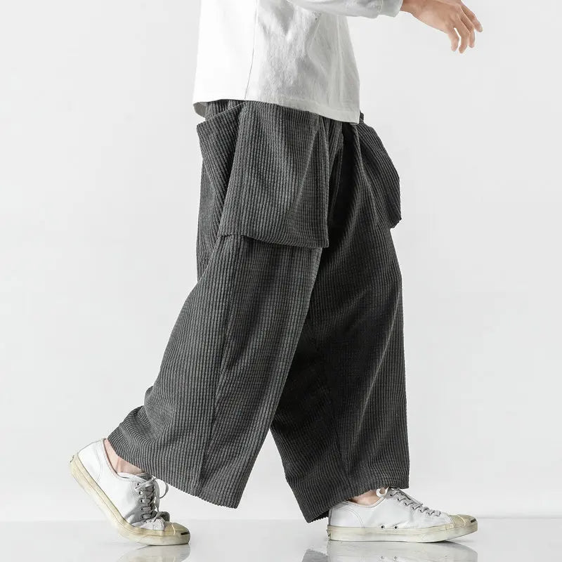 Corian unisex corduroy sweatpants wide straight leg with adjustable drawstring waistband retro 90s