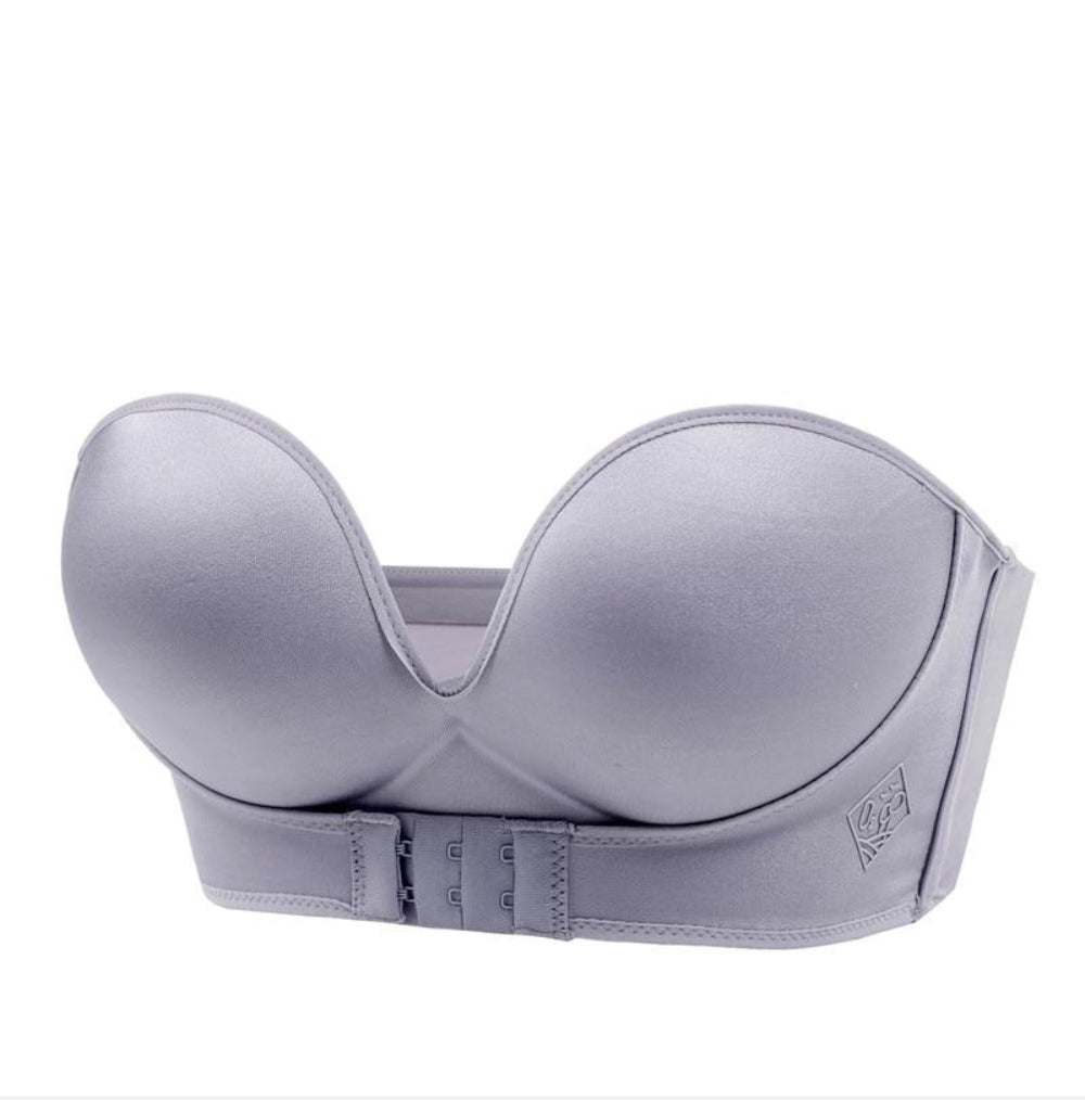 Confty strapless bra beige double front closure all-day support for off-shoulder tops and dresses