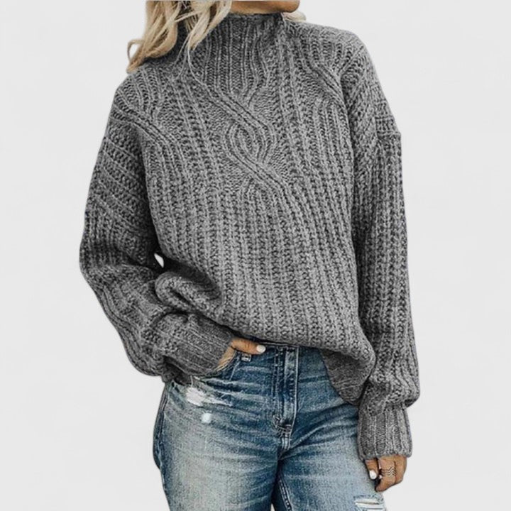 Women's loose fit textured knit sweater in casual style with relaxed silhouette for cozy layering