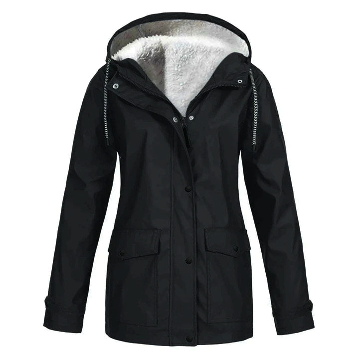 Women's waterproof hooded coat timeless silhouette rain-resistant stylish all-weather protection