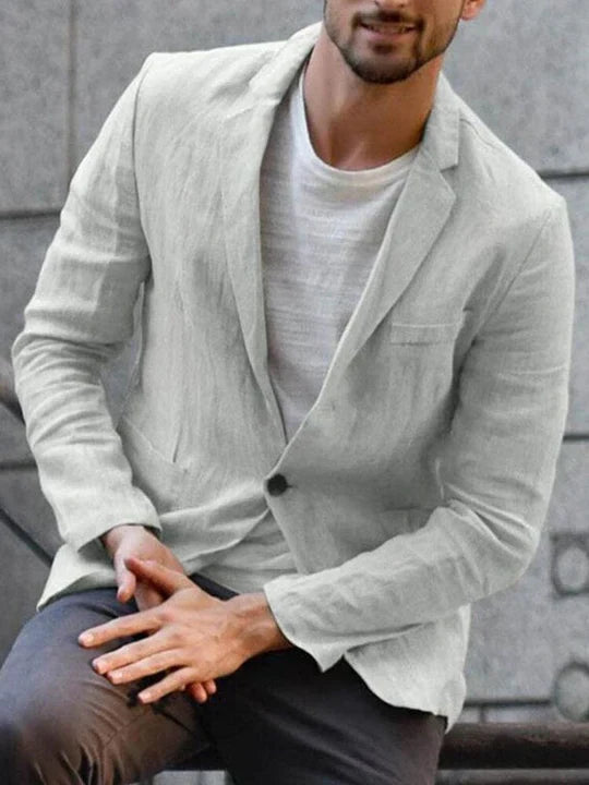 Men's casual chic linen jacket lightweight modern cut breathable premium summer wardrobe essential