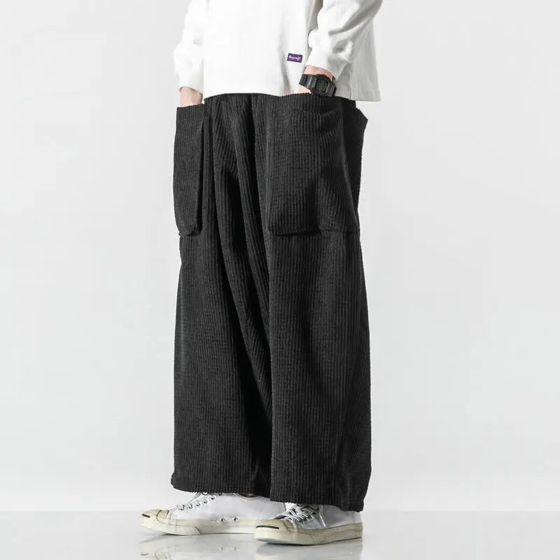 Corian unisex corduroy sweatpants wide straight leg with adjustable drawstring waistband retro 90s