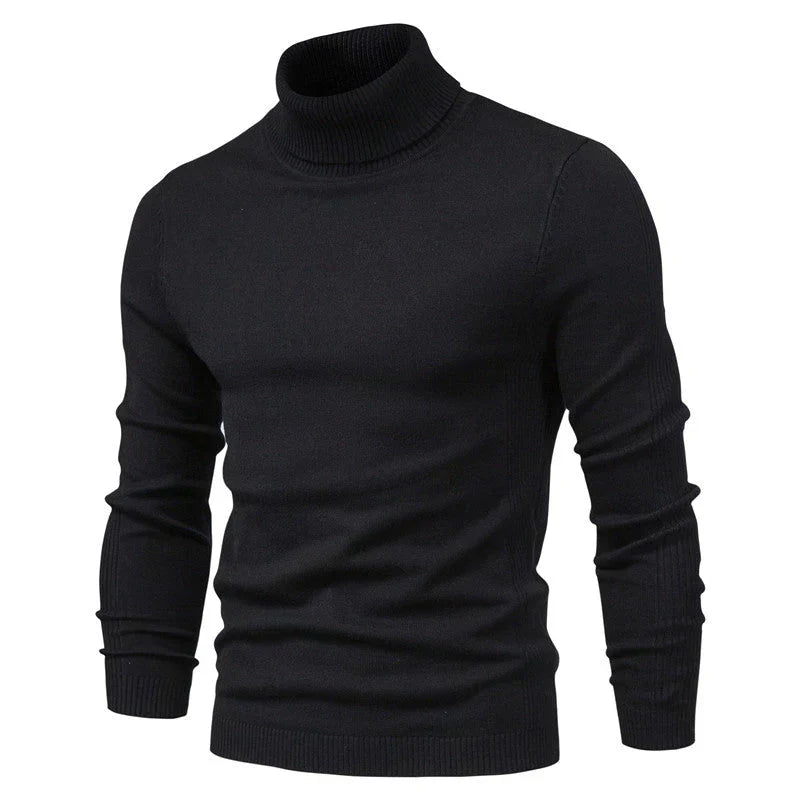 Men's breathable wool turtleneck sweater, soft warm classic fit for all-day layering comfort