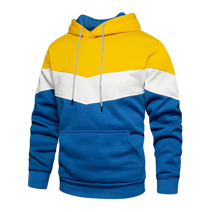 Men's striped hoodie in casual cut with bold horizontal stripes, durable everyday comfort layer