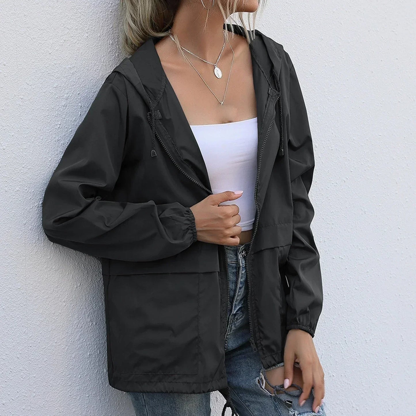 Monet lightweight hooded jacket wind-resistant cotton blend versatile silhouette for outdoor wear