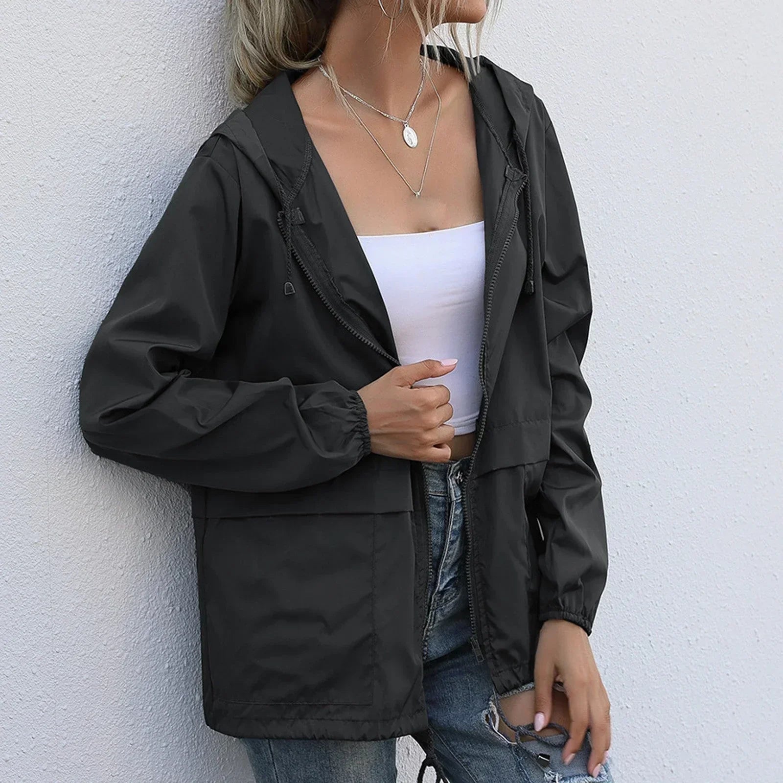 Monet lightweight hooded jacket wind-resistant cotton blend versatile silhouette for outdoor wear