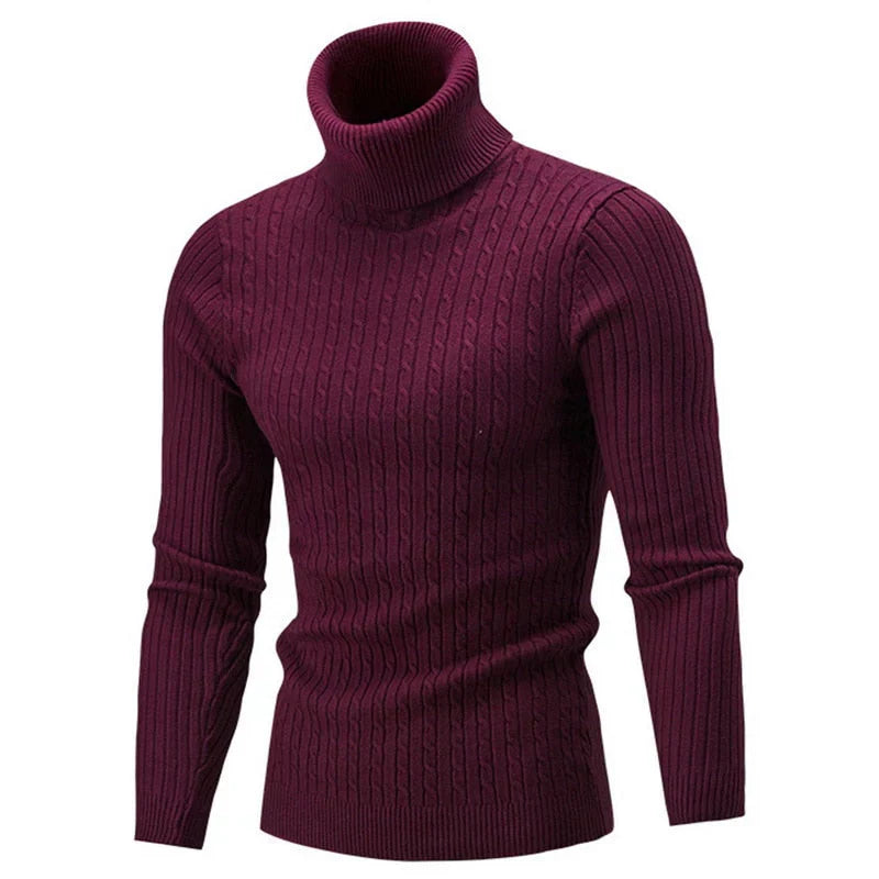 Men's classic ivory turtleneck sweater soft cozy knit winter layer cold weather warmth