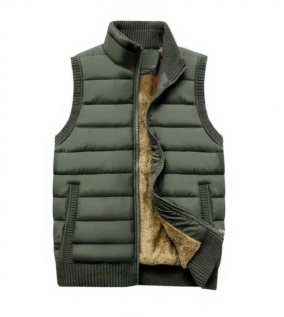Men's gray fleece vest multi-pocket utility lightweight outdoor hiking layer slim fit