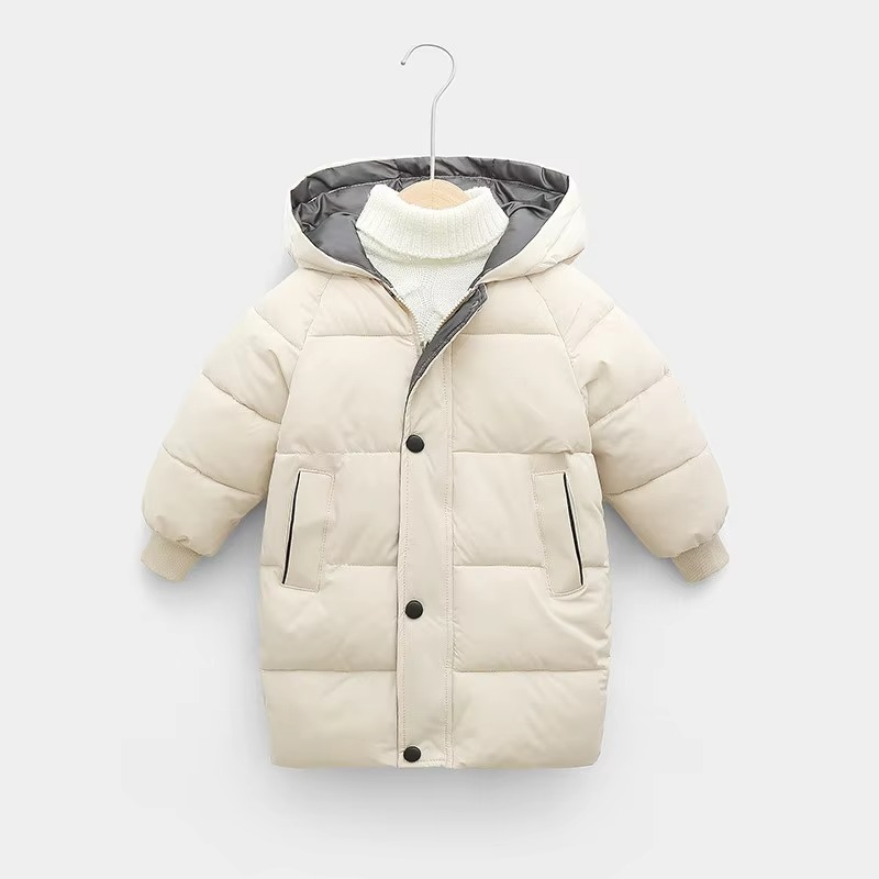 Kids long hoodie jacket thick winter coat sporty unisex style boys girls ages 4-10 extended fit