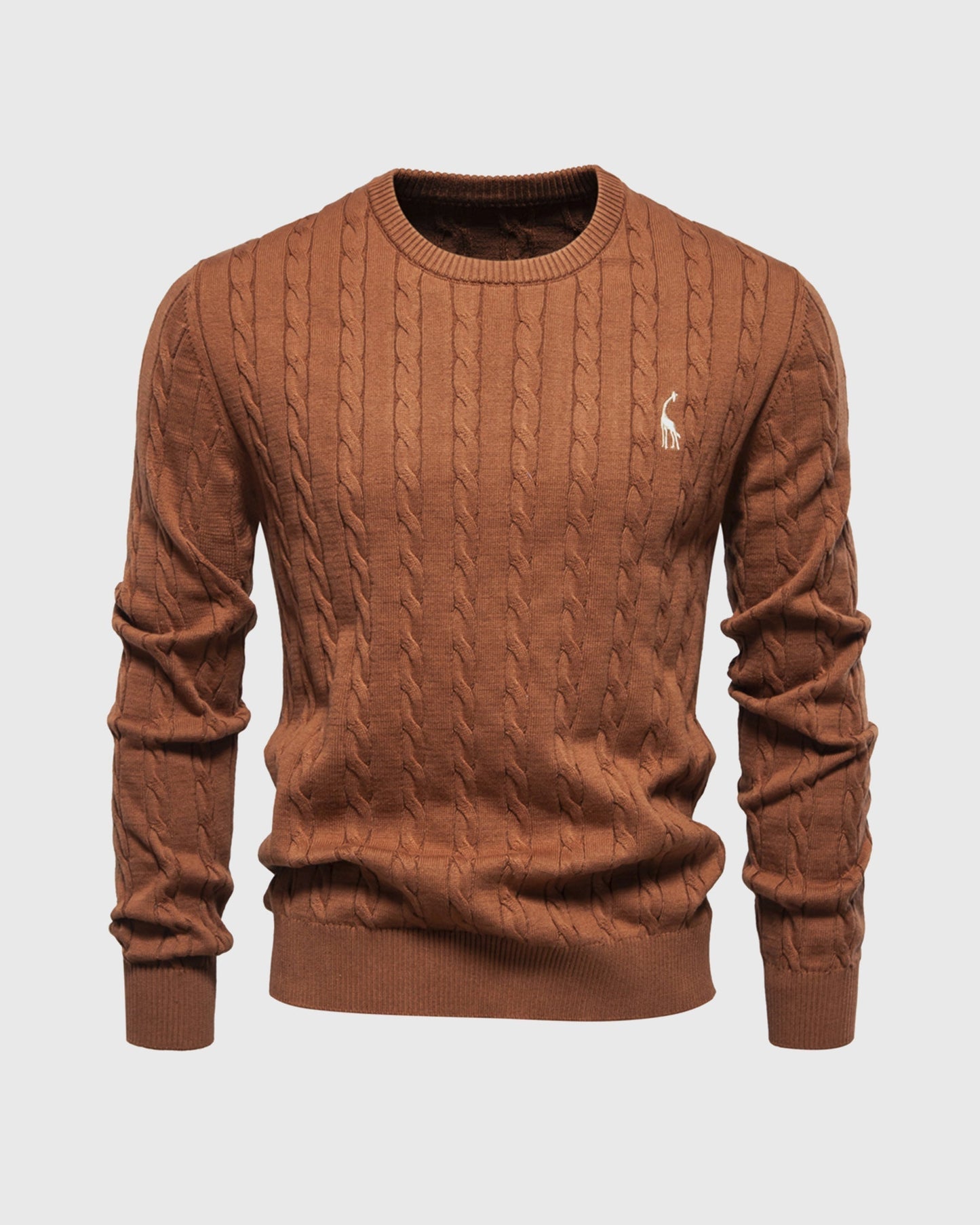 Men's cable knit sweater regular fit ribbed edges breathable soft fiber blend casual everyday style