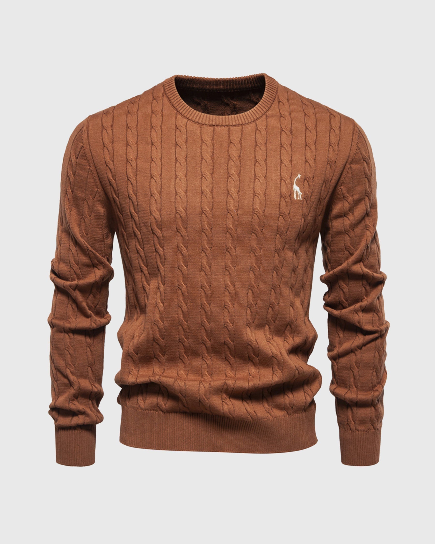 Men's cable knit sweater regular fit ribbed edges breathable soft fiber blend casual everyday style