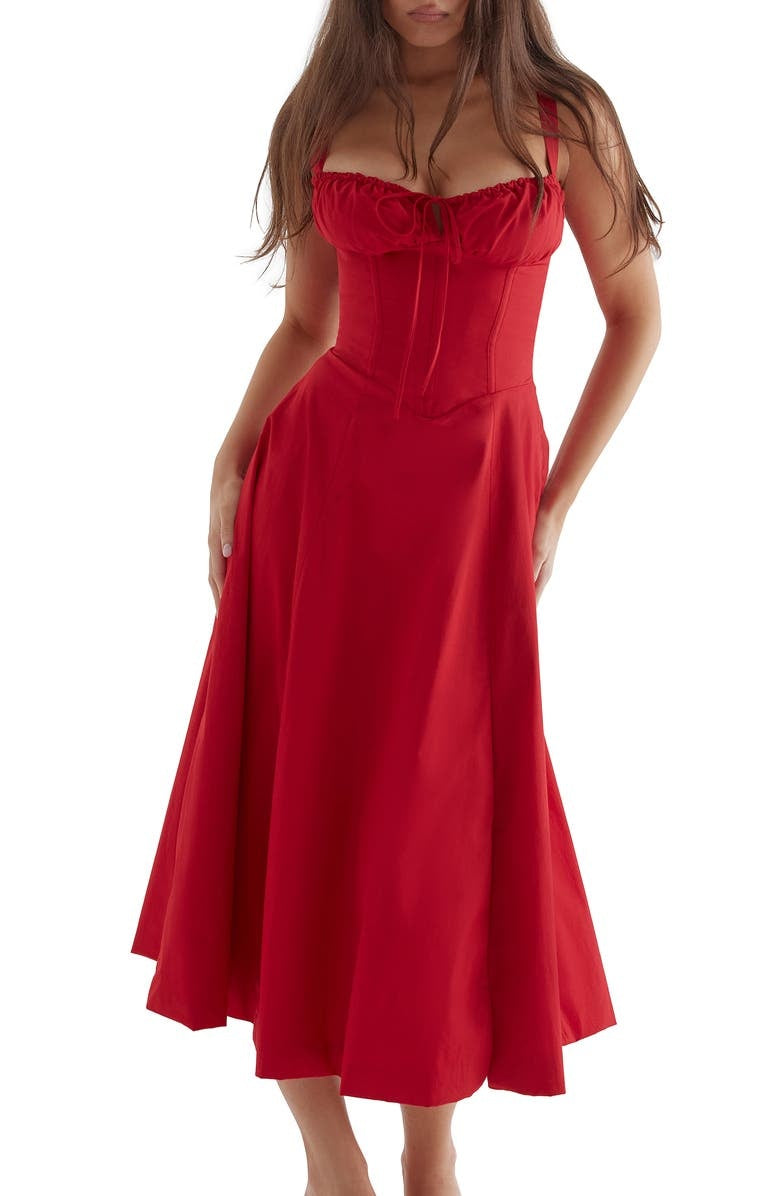 Floral A-line midi dress with sweetheart neckline, lightweight summer style for women by Urbann-Vibe