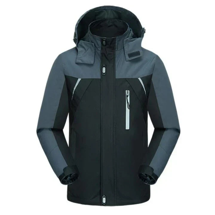 Men's two-tone winter jacket insulated lining cold weather warmth durable bicolor modern cut