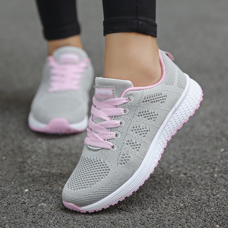 Women's white lace-up orthopedic walking shoes with cushioned sole lightweight nylon upper all-day comfort
