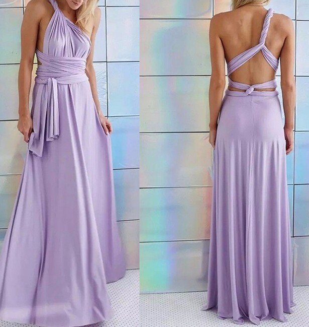 Women's halterneck maxi dress open back flowing draped silhouette lightweight formal summer gown