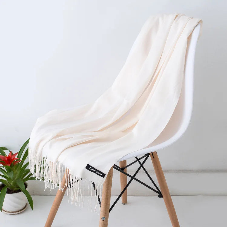 Women's luxurious soft scarf in premium neutral tones, versatile elegant wrap for casual and formal wear