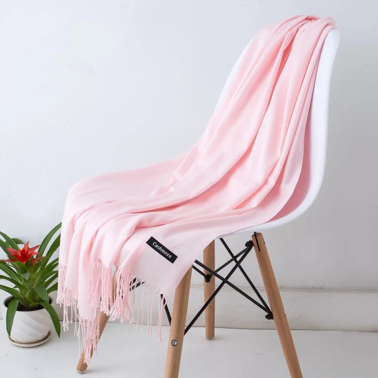 Women's luxury soft scarf in premium neutral tones, versatile wrap style with timeless elegant design