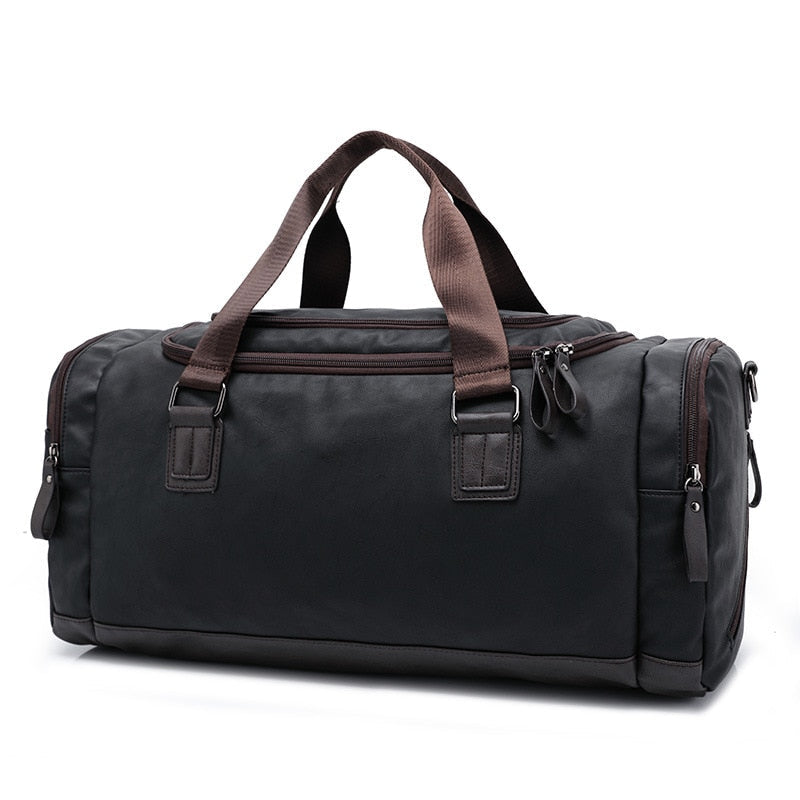 Men's two-tone leather duffel bag premium travel companion with durable craftsmanship