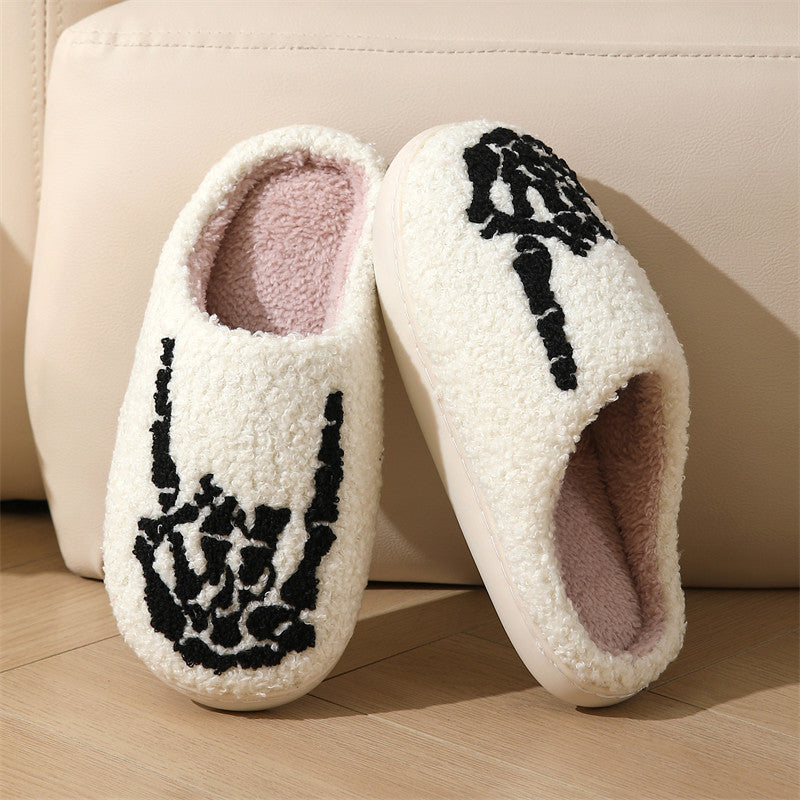 Humtto Halloween ghost pumpkin plush slippers cozy indoor shoes with anti-slip sole