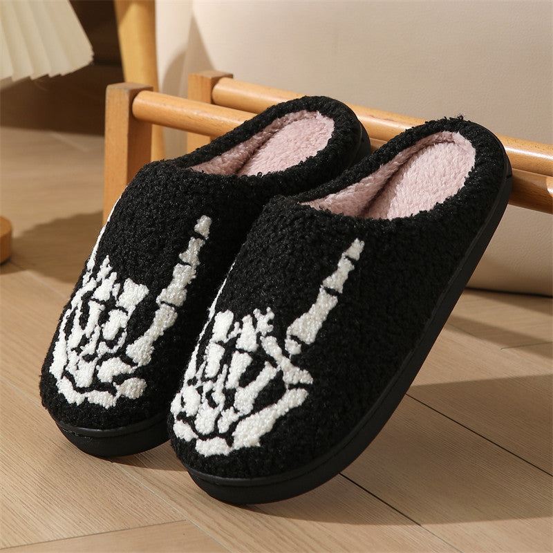 Humtto Halloween ghost pumpkin slippers plush-lined cozy indoor shoes with anti-slip sole
