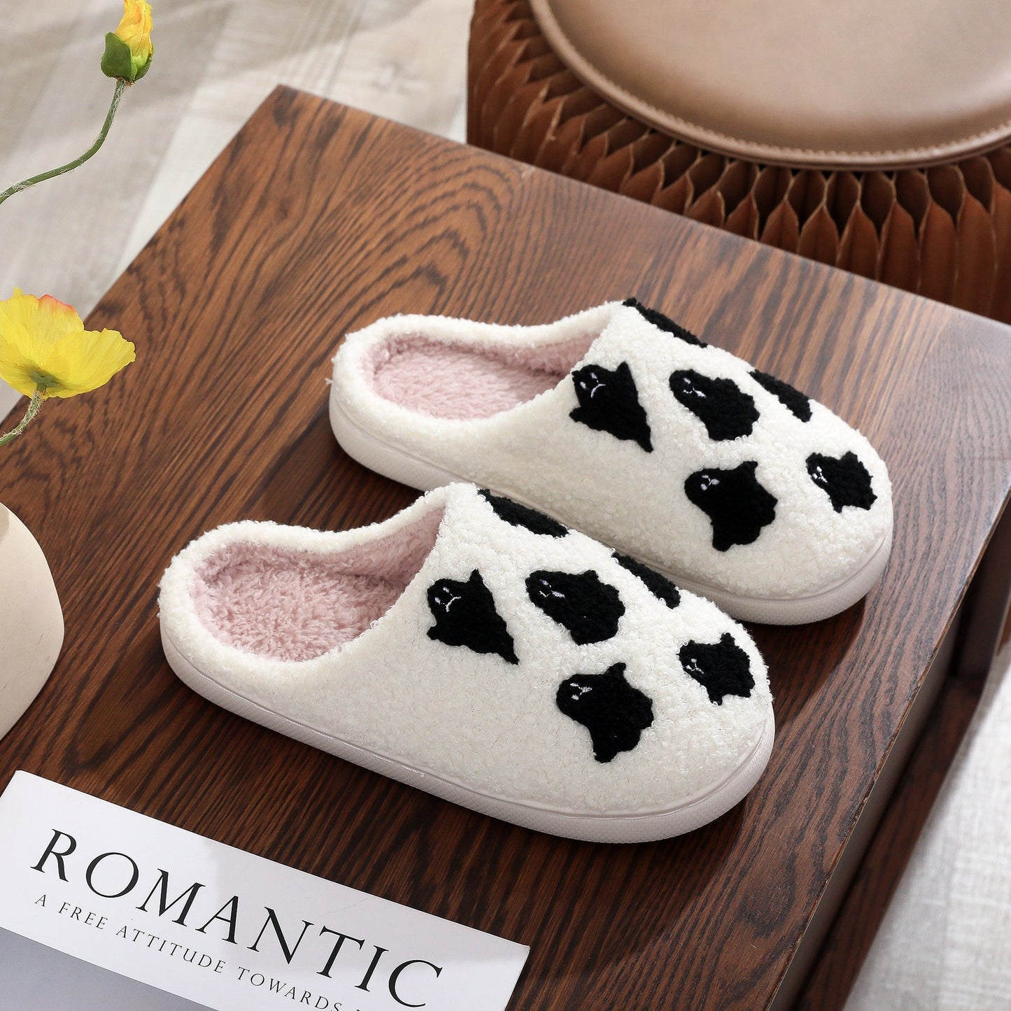Humtto Halloween ghost pumpkin slippers plush lined cozy indoor shoes with anti-slip sole