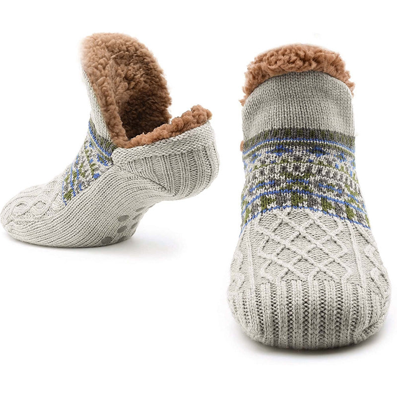Cozy plush fleece-lined slipper socks with non-slip sole for warm indoor comfort on cold floors