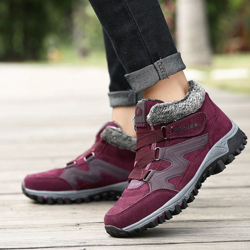 Warm waterproof unisex orthopedic boots wide fit black winter ankle boots for all-day pain relief comfort