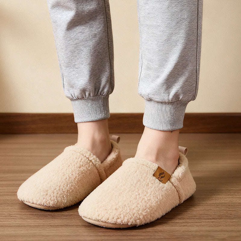 Women's orthopedic shearling slippers wide fit memory foam arch support cushioned warm cozy footwear