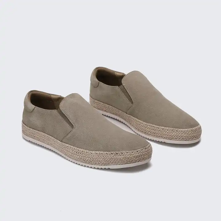 Men's Miguel calf suede loafers in neutral tone, slip-on urban style with leather sole
