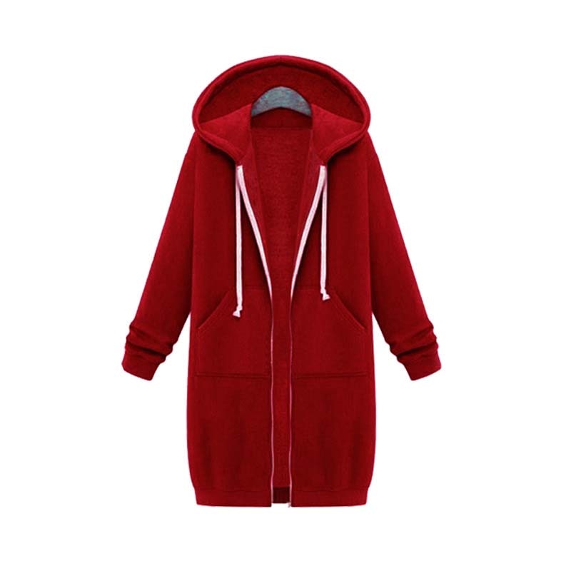 Women's longline full-zip fleece hoodie in cozy fabric with extended silhouette for everyday layering