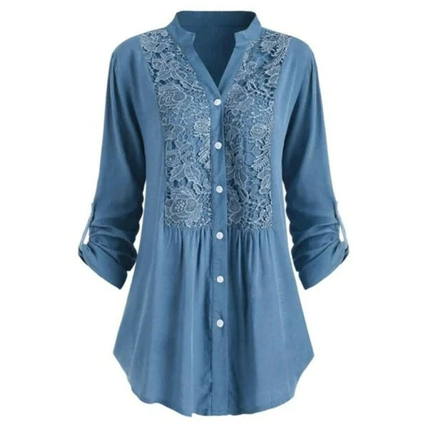 White puff sleeve women's blouse elegant longer silhouette professional office wear all-day comfort