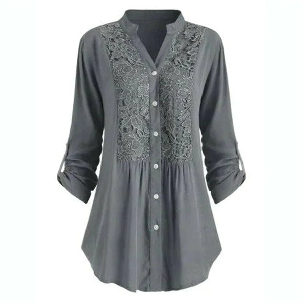 Elegant white puff sleeve blouse for women with longer silhouette, polished office-ready style
