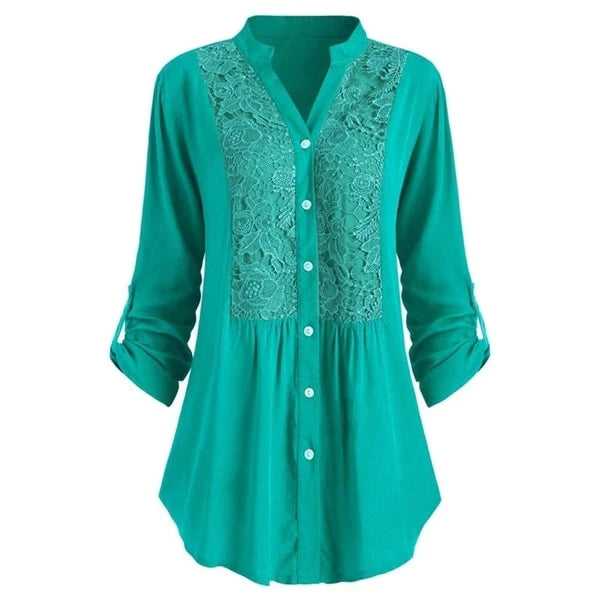 Elegant white puff sleeve blouse for women, longer silhouette with graceful drape for office wear