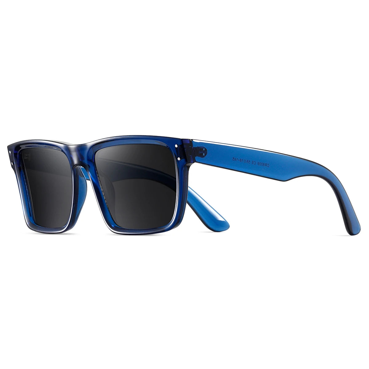 Halden square frame glossy acetate sunglasses dark UV lenses sharp modern silhouette