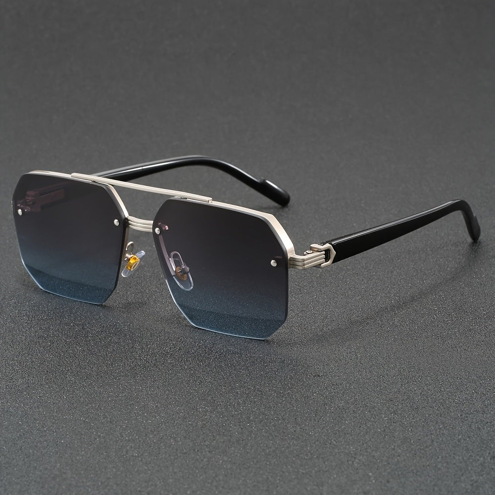 Silver semi-rimless zinc alloy glasses lightweight PC lenses sleek minimalist frame urban professionals