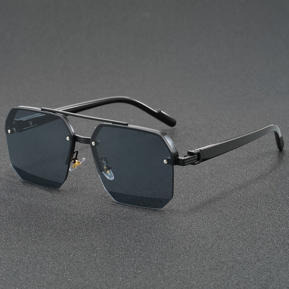 Silver semi-rimless zinc alloy glasses lightweight PC lenses minimalist frame urban professional style