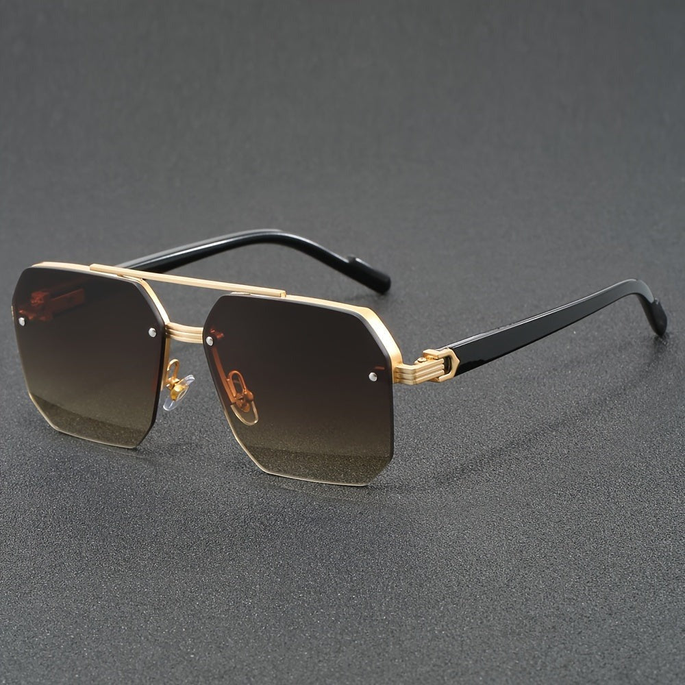 Silver semi-rimless zinc alloy glasses lightweight half-frame PC lenses modern urban professional style
