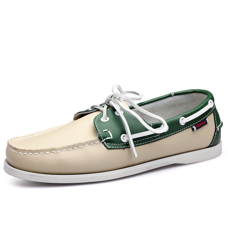 Men's handmade leather boat shoes slip-on style premium comfort durable materials optimal fit